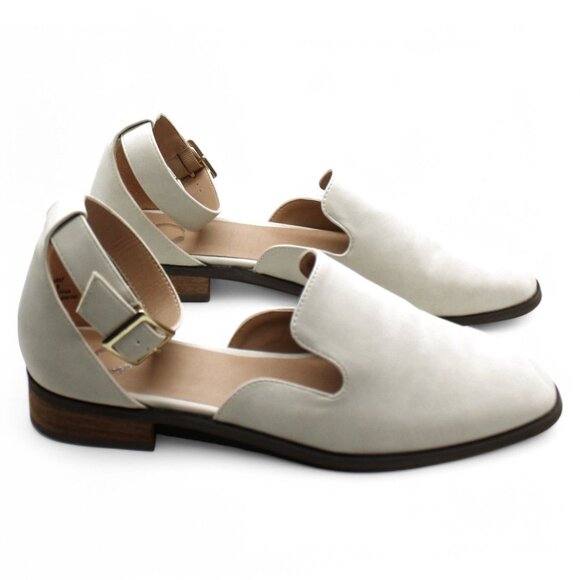 Journee Collection Cream Loafers with Ankle Strap - Picture 2 of 9